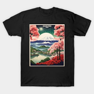 Japan Mt. Fuji Cherry Blossom Starry Night Vintage Tourism Travel Poster T-Shirt